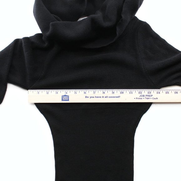 Black Off The Shoulder Sweater Ribbed Knit Adjustable Open Back Long Sleeve SZ S - Picture 14 of 15